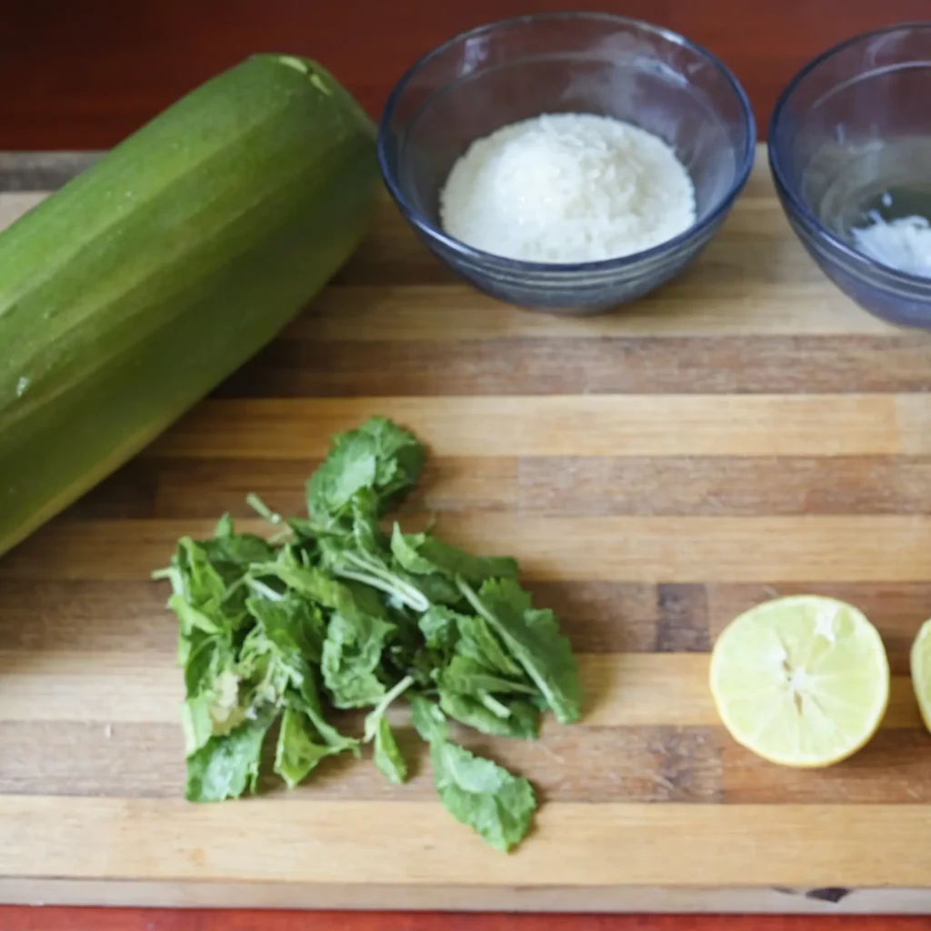 this image shows the ingredients for making cucumber mint juice which include cucumber mint, lime juice, sugar, etc