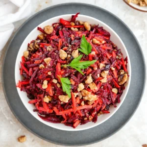 this image shows the making of raw vegan beet carrot salad