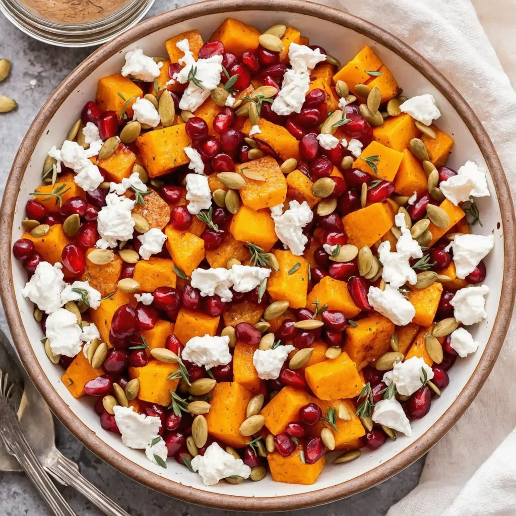 this image shows the process of How to Make Vegan Butternut Squash Pomegranate Salad