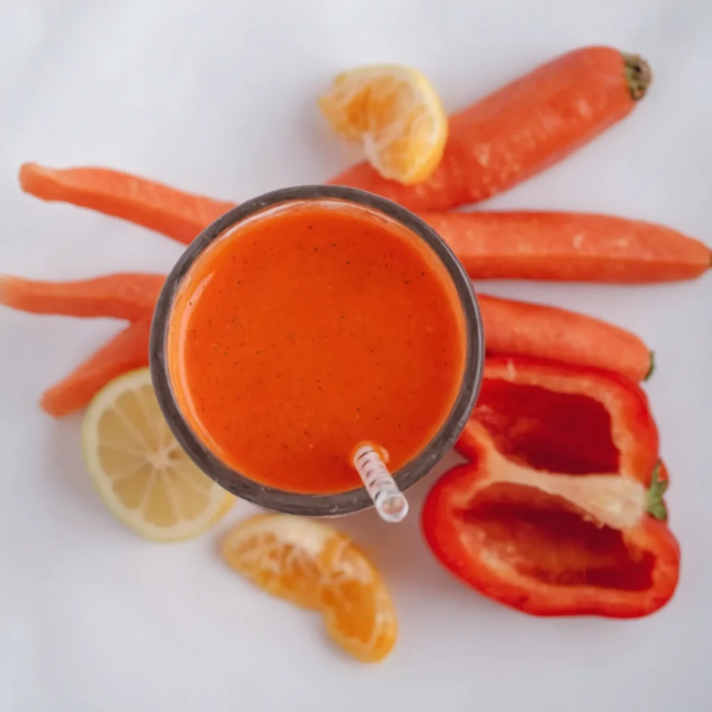 this-image-shows-the-upper-view-of-bell-pepper-juice-with-staw