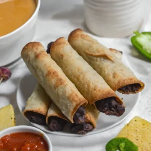 this-image-shows-the-Vegan-Black-Bean-Taquitos-Air-Fryer-on-a-white-plate