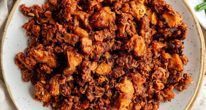 this image shows the Vegan Tofu Italian Sausage Crumbles Recipe in a plate