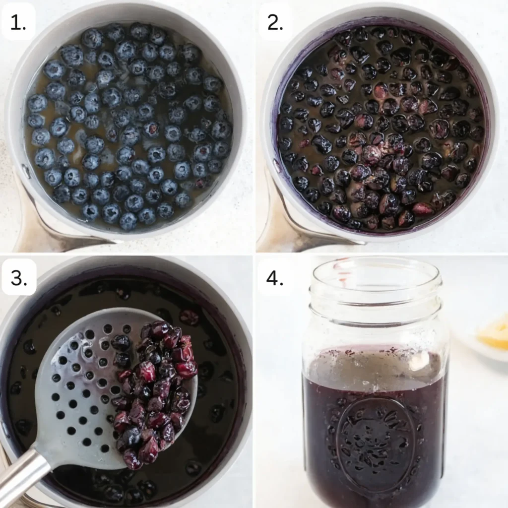 this image shows the process of extracting Blueberry syrup