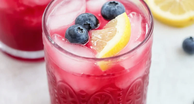 this image shows side of view of Lemon Blueberry Mocktail