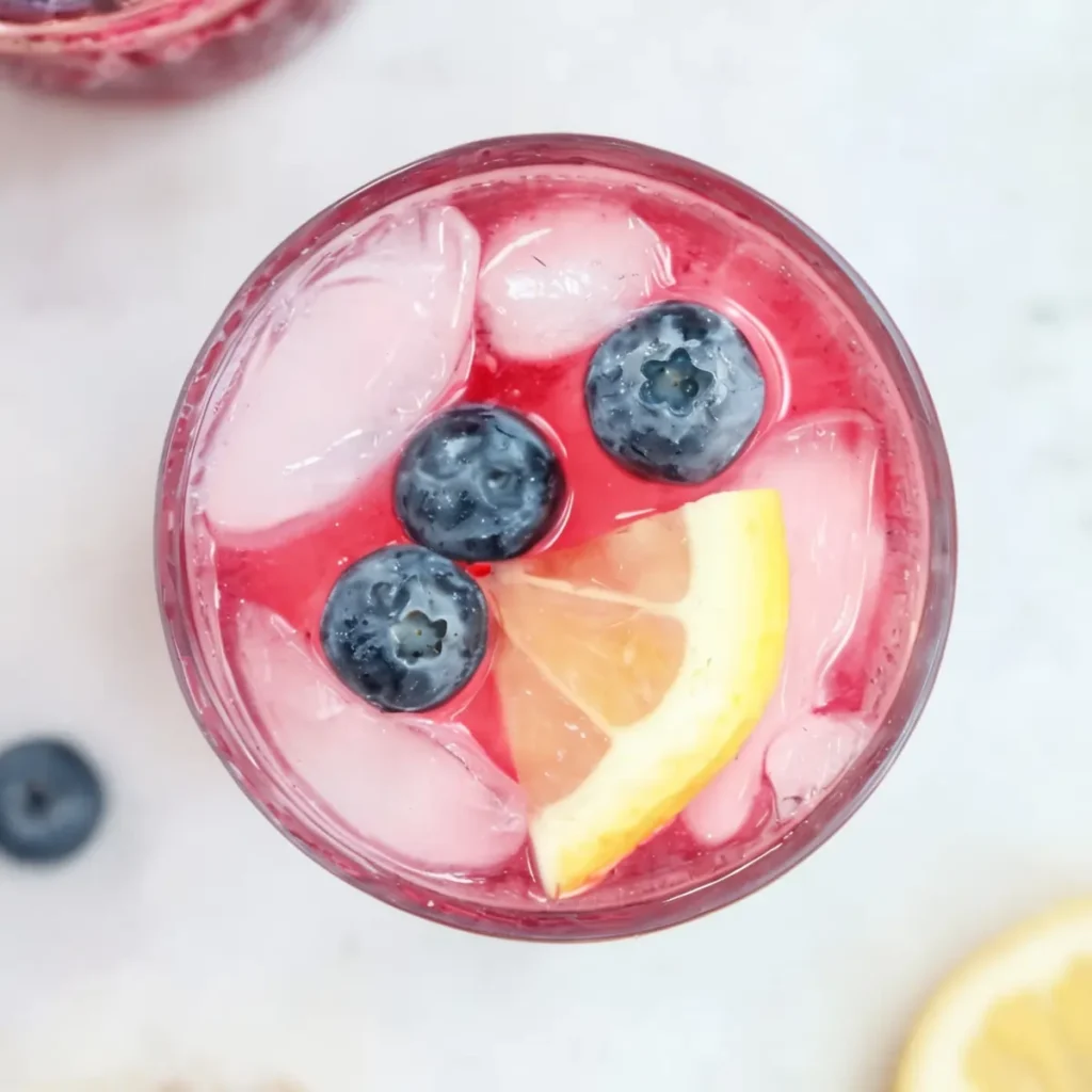 this image shows the upper angle of Lemon Blueberry Mocktail