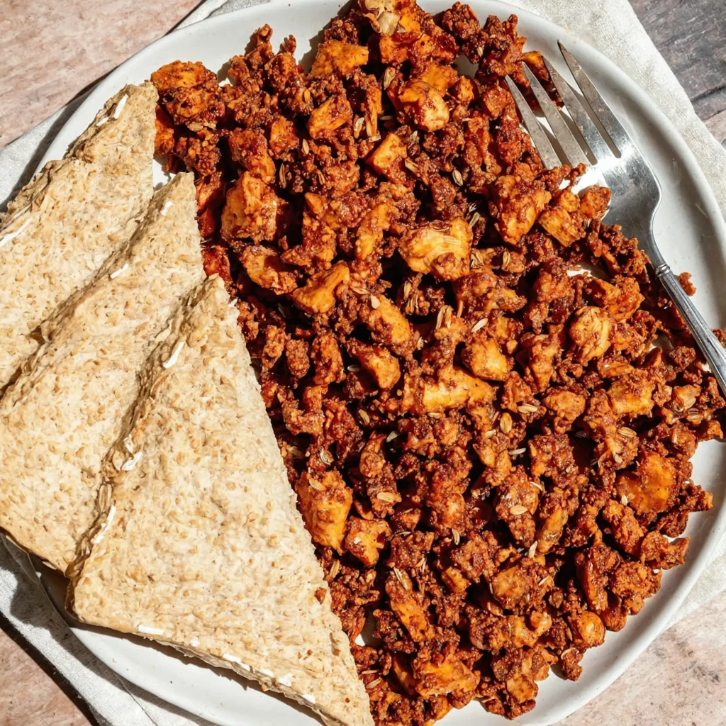 this image shows the upper view of Vegan Tofu Italian Sausage Crumbles Recipe